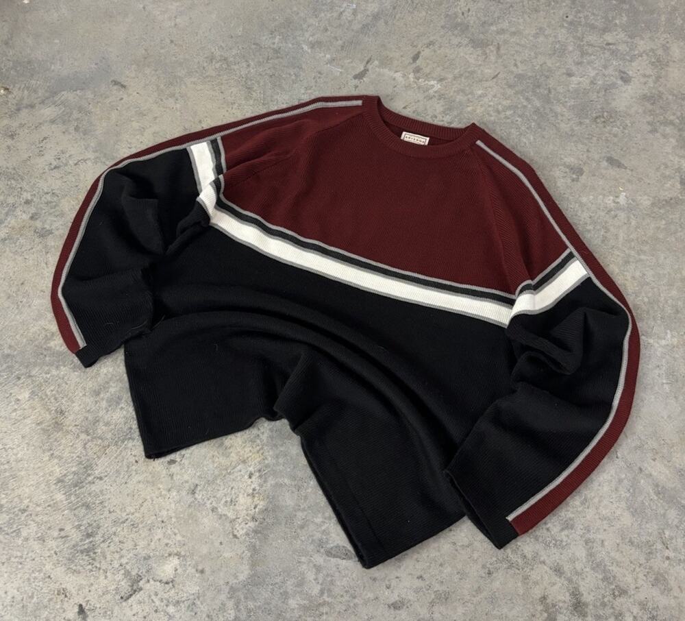 Arizona Y2K Retro 2000s Sweater Vintage Stripe Burgundy Size L Men's